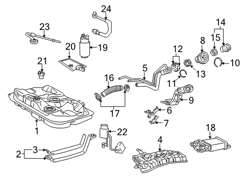 1998 Toyota Corolla Fuel Supply Fuel Pump Diagram for 23221-0D011