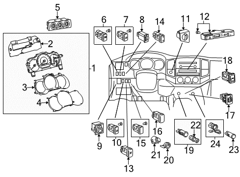 2015 Toyota Tacoma Cluster & Switches, Instrument Panel Hazard Switch Diagram for 84332-04110