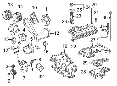 2005 Toyota Tundra Engine Parts, Mounts, Cylinder Head & Valves, Camshaft & Timing, Variable Valve Timing, Oil Cooler, Oil Pan, Oil Pump, Crankshaft & Bearings, Pistons, Rings & Bearings Cap Assembly Diagram for 12180-22011
