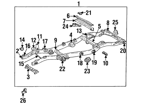 1995 Toyota Land Cruiser Frame & Components Crossmember Gusset Diagram for 51342-60030