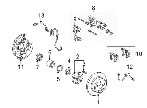 2001 Toyota Highlander Rear Brakes Backing Plate Diagram for 46504-48010