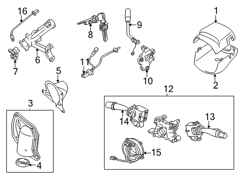 2007 Toyota Sequoia Ignition Lock Ignition Lock Cylinder Diagram for 69005-0C020