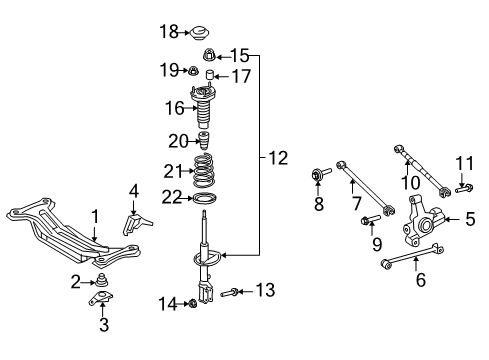 2007 Toyota Camry Rear Suspension Components, Stabilizer Bar Coil Spring Diagram for 48231-06521