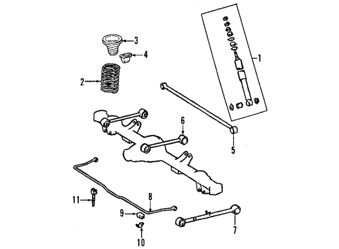 2001 Toyota Sequoia Rear Suspension Components, Lower Control Arm, Upper Control Arm, Stabilizer Bar Stabilizer Bar Diagram for 48812-AF010