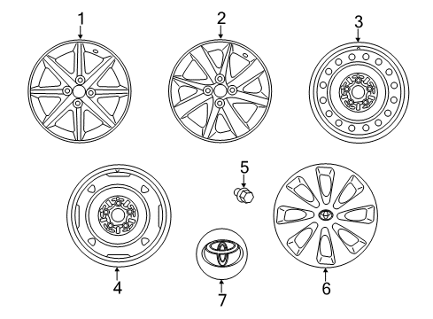 2019 Toyota Prius C Wheels, Covers & Trim Wheel, Alloy Diagram for 42611-52C60