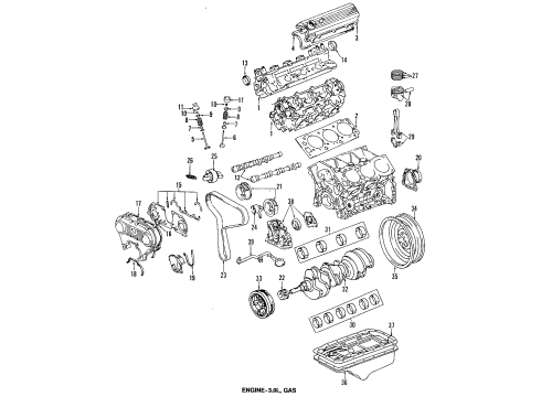 1989 Toyota 4Runner Engine Mounting Main Bearing Set Diagram for 11704-65013