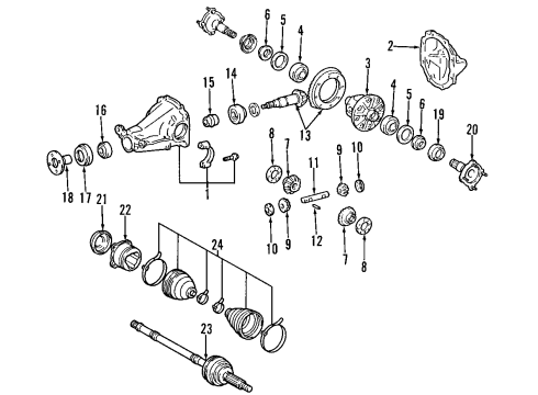 2005 Toyota RAV4 Rear Axle, Axle Shafts & Joints, Differential, Drive Axles, Propeller Shaft Differential Assembly Diagram for 41110-42031