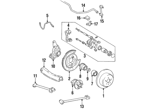 1991 Toyota Celica Rear Brakes Rear Suspension Control Arm Assembly, No.1 Left Diagram for 48710-20100