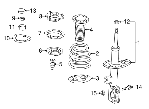2014 Toyota RAV4 Struts & Components - Front Strut Diagram for 48520-09889