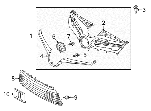 2020 Toyota Sienna Grille & Components Upper Grille Diagram for 53114-08050
