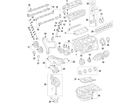 2000 Toyota Camry Engine Parts, Mounts, Cylinder Head & Valves, Camshaft & Timing, Oil Pan, Oil Pump, Crankshaft & Bearings, Pistons, Rings & Bearings Engine Assy, Partial Diagram for 19000-0A170