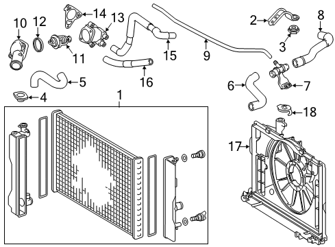 2019 Toyota Corolla Radiator & Components Radiator Assembly Diagram for 16410-0T043