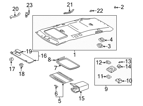 1998 Toyota Sienna Sunroof Storage Compart Diagram for 63652-AA031-A0