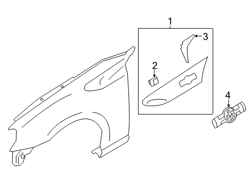 2015 Scion FR-S Exterior Trim - Fender Mud Guard Diagram for PU060-18013-F1