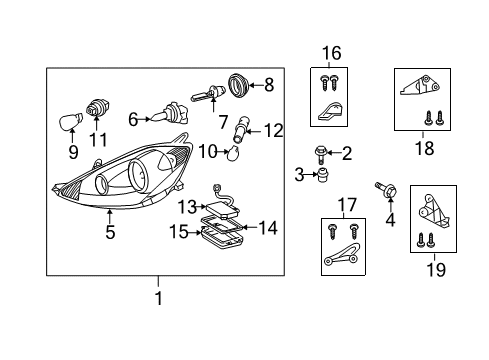 2006 Toyota Sienna Headlamps Control Module Cover Diagram for 81189-07050
