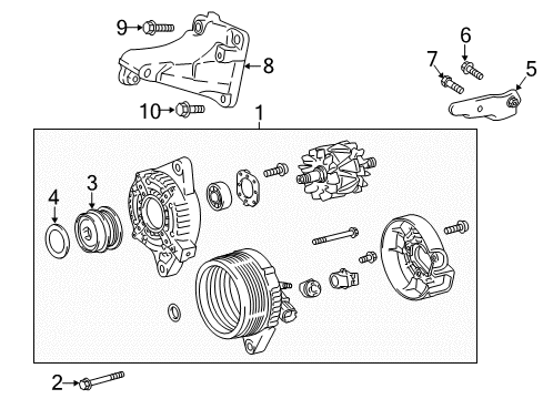 2020 Toyota C-HR Alternator Mount Bracket Bolt Diagram for 90105-A0173