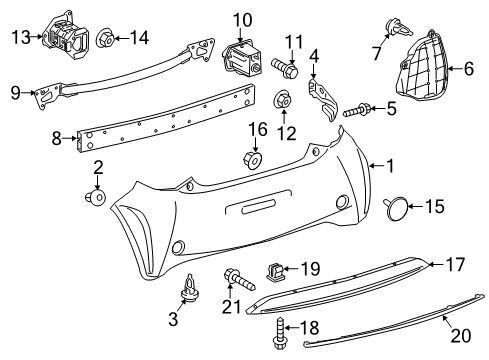 2015 Scion iQ Rear Bumper Grille Screw Diagram for 90080-16031