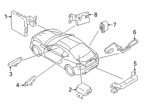 2015 Scion FR-S Keyless Entry Components Transmitter Diagram for SU003-04643