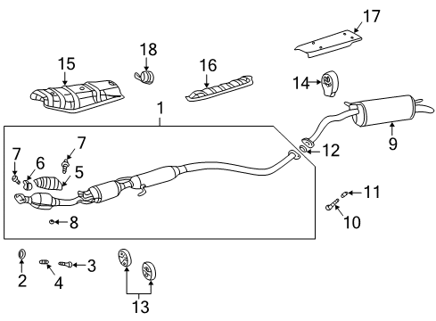 2003 Toyota Prius Exhaust Components Muffler & Pipe Diagram for 17430-21160