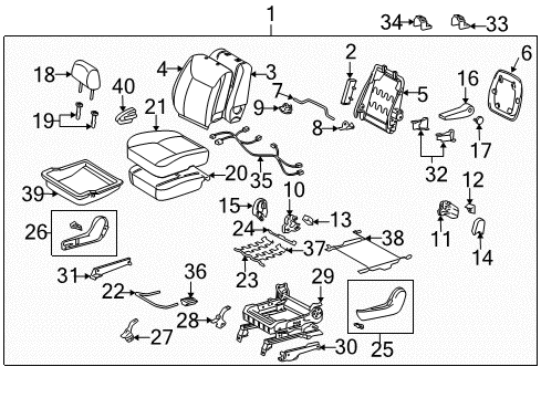 2009 Toyota Sienna Front Seat Components Cushion Cover Diagram for 71071-08021-B2