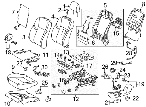 2015 Toyota Avalon Driver Seat Components Seat Cushion Heater Diagram for 87510-07022