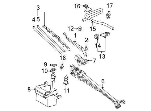 2001 Toyota Avalon Wiper & Washer Components Blade Assembly Refill Diagram for 85214-07030