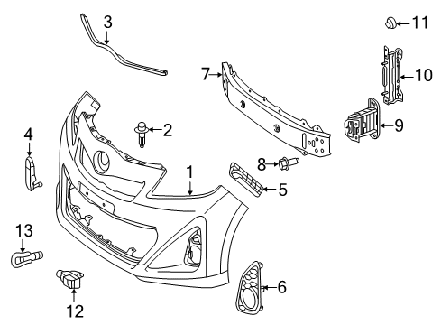 2012 Toyota Yaris Switches & Sensors Bumper Cover Diagram for 52119-52976