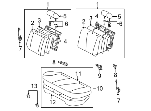 2001 Toyota Corolla Rear Seat Components Rear Seat Cushion Cover (For Bench Type) Diagram for 71075-02161-E1