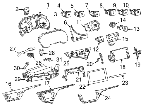 2019 Toyota Camry Cluster & Switches, Instrument Panel Cluster Assembly Diagram for 83800-0XD81