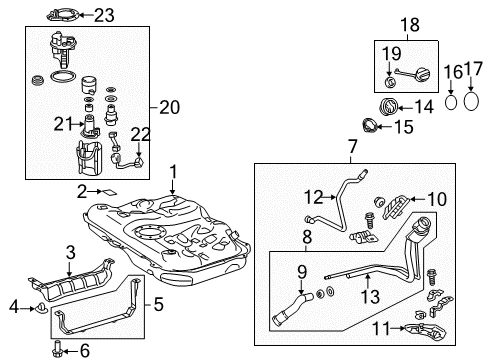 2013 Toyota Avalon Fuel Supply Fuel Tank Diagram for 77001-06190