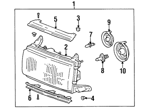 1996 Toyota Land Cruiser Bulbs Passenger Side Headlight Unit Assembly Diagram for 81130-60395