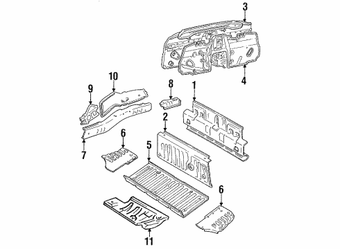 1994 Toyota MR2 Rear Body, Rear Floor & Rails Under Cover Diagram for 51442-17010