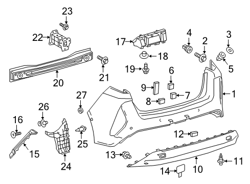 2022 Toyota Prius Prime Bumper & Components - Rear Bumper Cover Pad Diagram for 52462-47040
