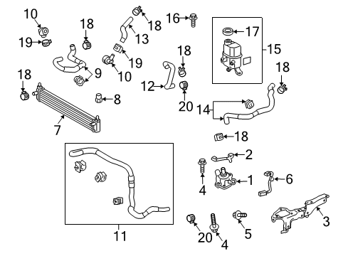 2012 Toyota Prius Inverter Cooling Components Lower Hose Diagram for G9229-47020
