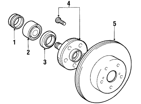 1986 Toyota Supra Front Brakes Front Axle Hub Sub-Assembly Diagram for 43502-14040