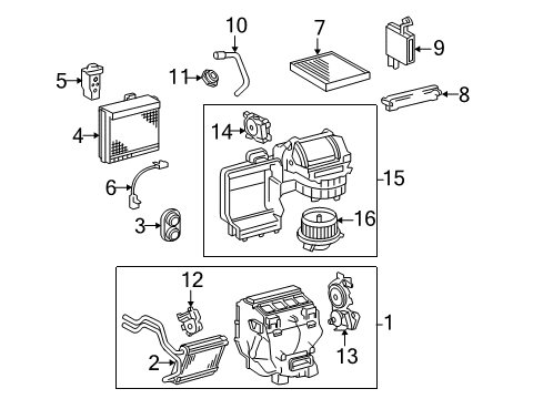 2007 Toyota Avalon Air Conditioner Fan Assembly Diagram for 87103-0E040