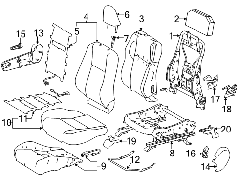 2016 Toyota RAV4 Passenger Seat Components Cushion Cover Diagram for 71071-0R160-C3
