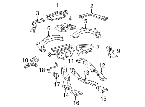 2009 Toyota Highlander Automatic Temperature Controls Side Duct Diagram for 87201-33290