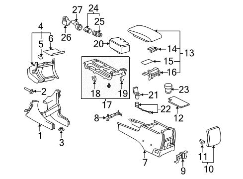 2007 Toyota Solara Center Console Cup Holder Diagram for 55620-AA031