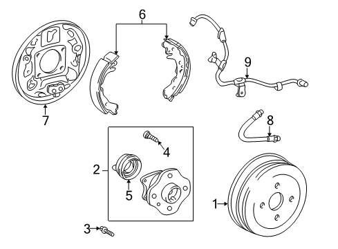 2003 Toyota Echo Rear Brakes Wheel Cylinder Diagram for 47550-52011