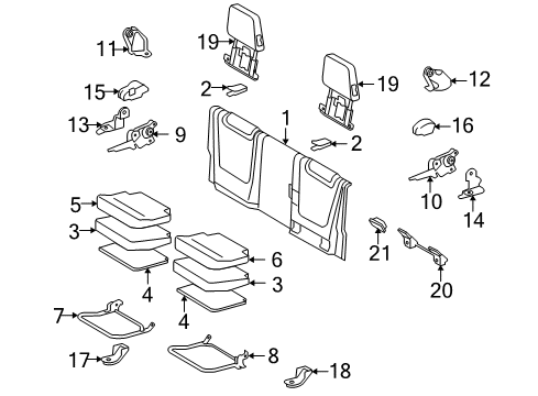 2009 Toyota Tacoma Rear Seat Components Child Seat Bracket Diagram for 73705-04020