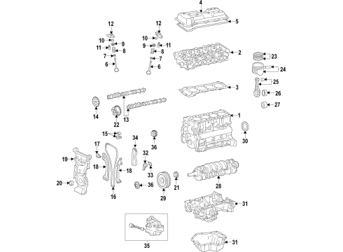 2018 Toyota Prius Engine Parts, Mounts, Cylinder Head & Valves, Camshaft & Timing, Oil Pan, Oil Pump, Crankshaft & Bearings, Pistons, Rings & Bearings, Variable Valve Timing Chain Sub-Assembly Diagram for 13506-37070