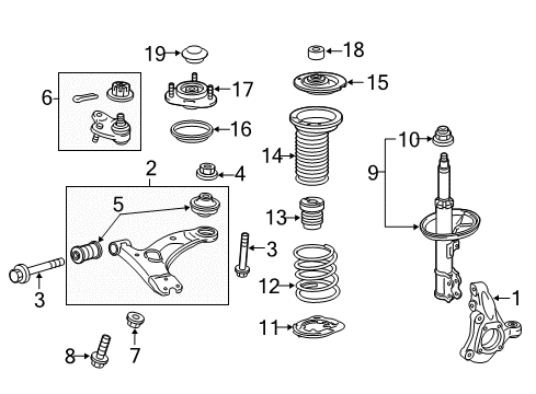 2012 Toyota Prius V Front Suspension Components, Lower Control Arm, Stabilizer Bar Coil Spring Diagram for 48131-47290