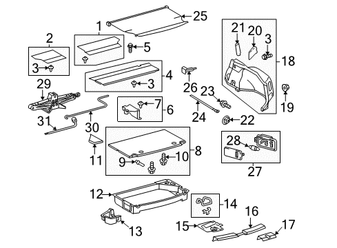 2015 Toyota Prius Interior Trim - Rear Body Cargo Net Diagram for PT347-47101