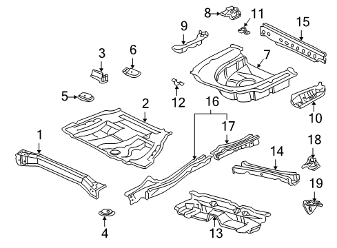 2000 Toyota Camry Rear Body - Floor & Rails Member Sub-Assy, Rear Floor Side, RH Diagram for 57601-06140