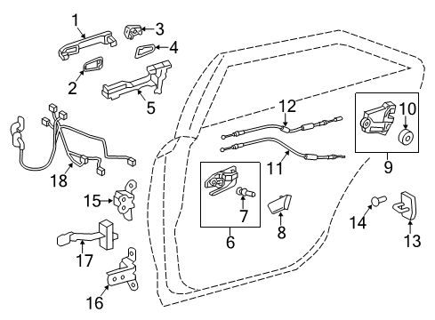 2013 Toyota Avalon Rear Door Handle, Outside Diagram for 69210-0T030-D2