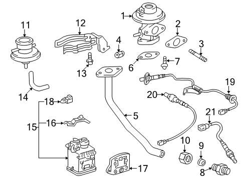 1999 Toyota RAV4 Powertrain Control EGR Pipe Diagram for 25611-03030