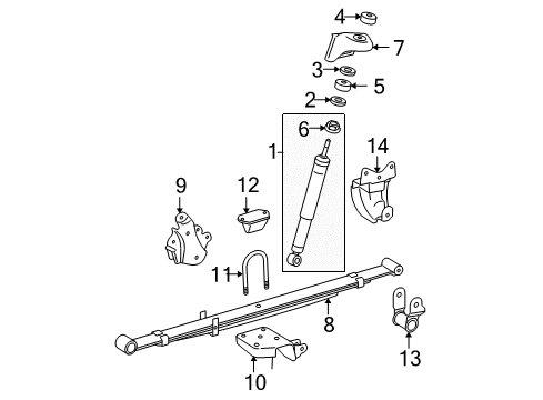 2007 Toyota Tacoma Rear Suspension Components, Stabilizer Bar Leaf Spring Assembly Diagram for 48210-04650