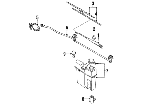 1995 Toyota Pickup Wiper & Washer Components Washer Reservoir Diagram for 85331-89136