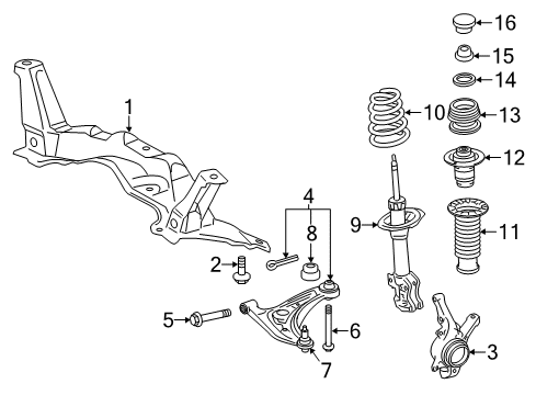 2015 Toyota Yaris Front Suspension Components, Lower Control Arm, Stabilizer Bar Lower Control Arm Diagram for 48068-09150